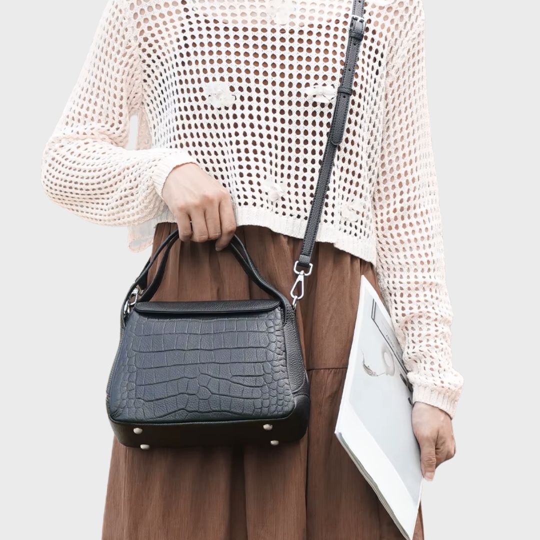 Sac à main en cuir crocodile - Le Céladon