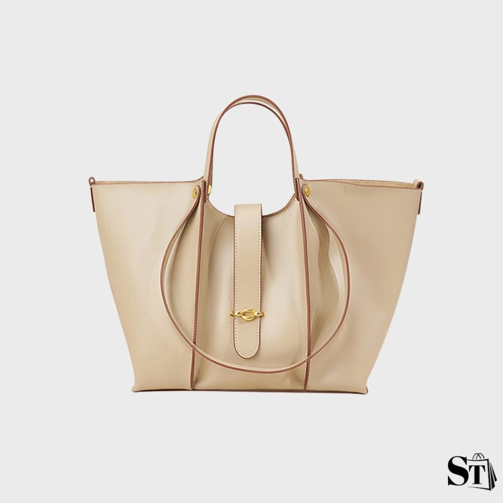 Sac cabas structuré Cézanne beige sur fond blanc