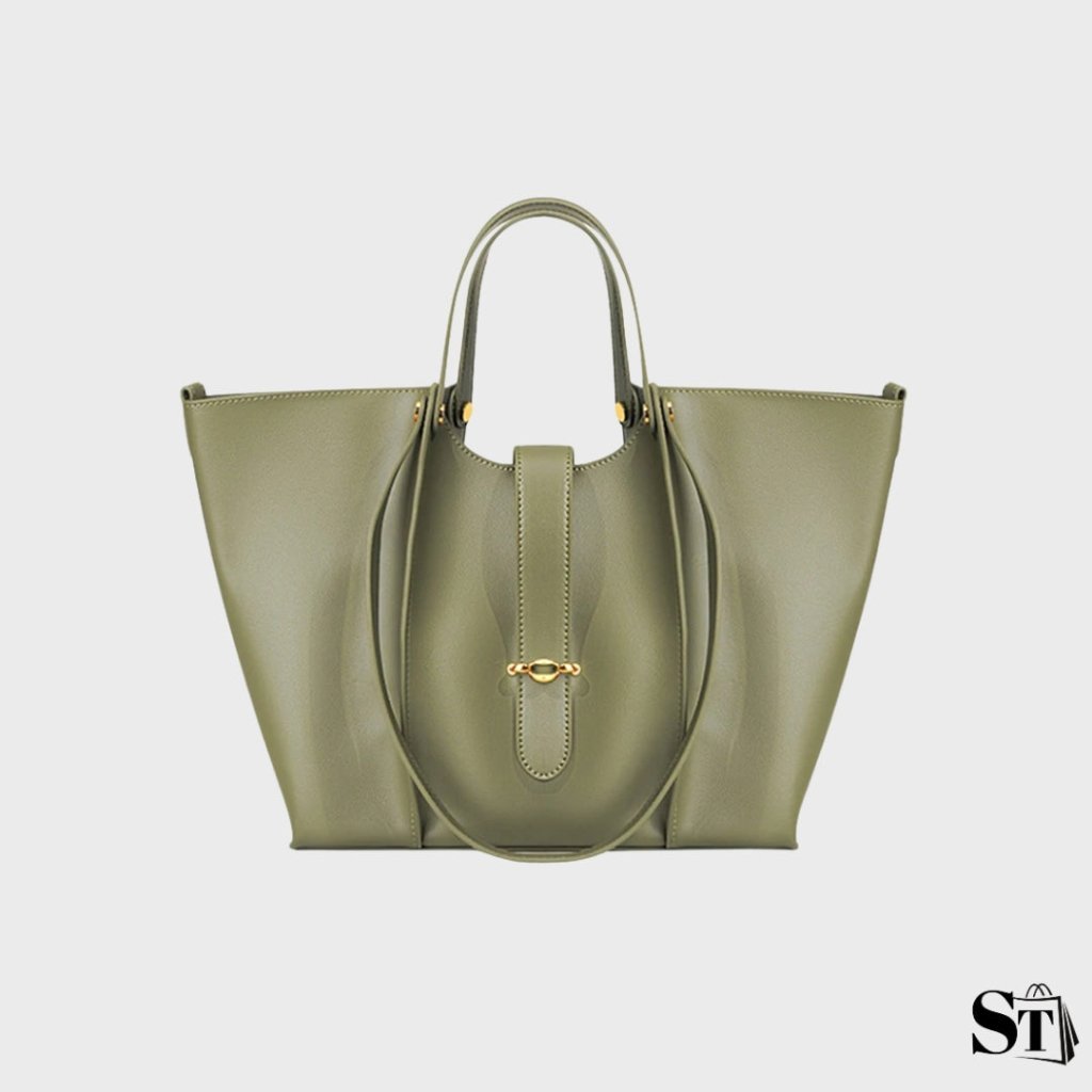 sac cabas structuré Cézanne vert olive sur fond blanc