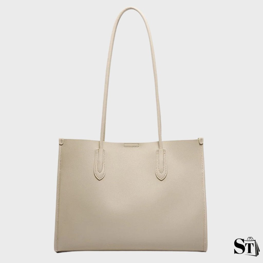 Sac cabas Le Simone en cuir beige clair pour femme – design minimaliste et chic pour un usage professionnel