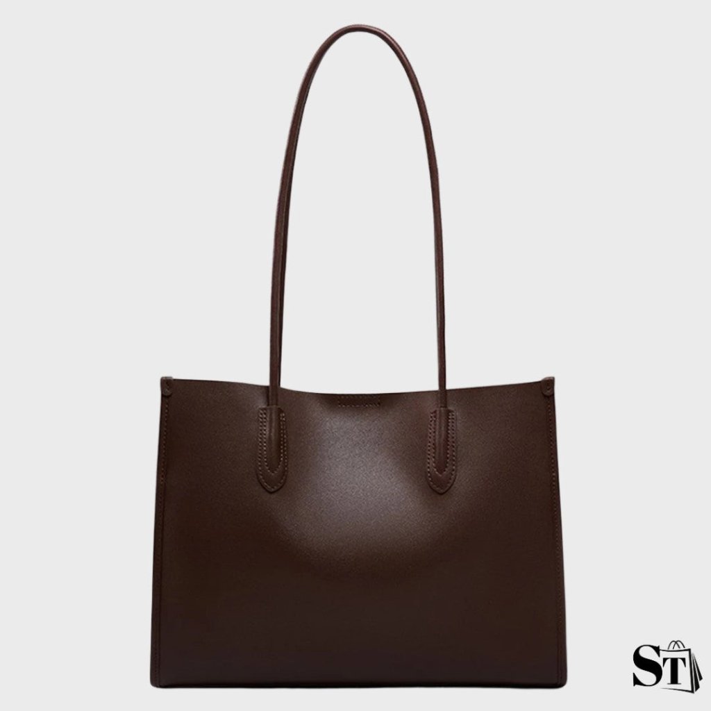 Sac cabas Le Simone en cuir marron chocolat pour femme – style business élégant et structuré