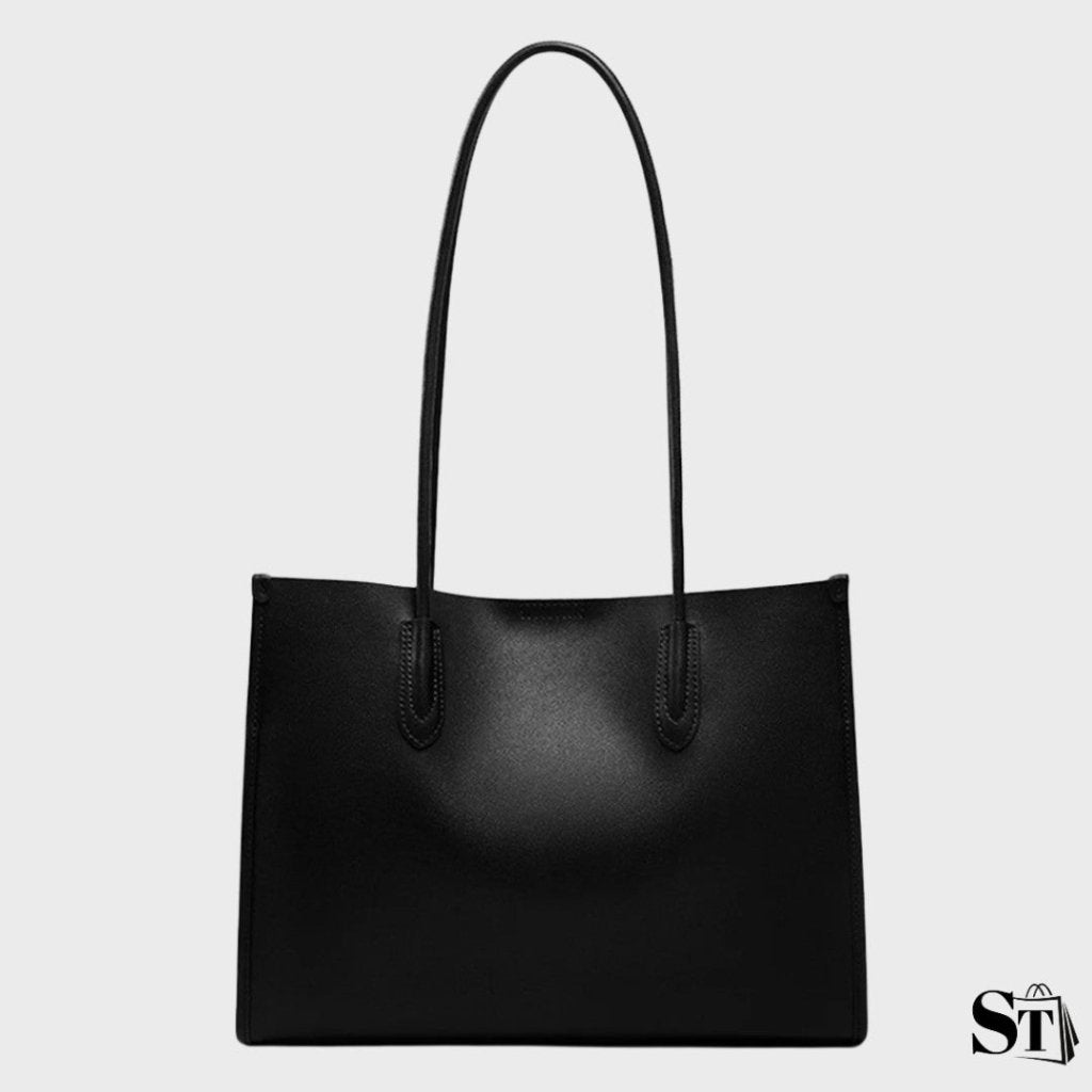 Sac cabas Le Simone en cuir noir pour femme – design élégant et professionnel, format iPad