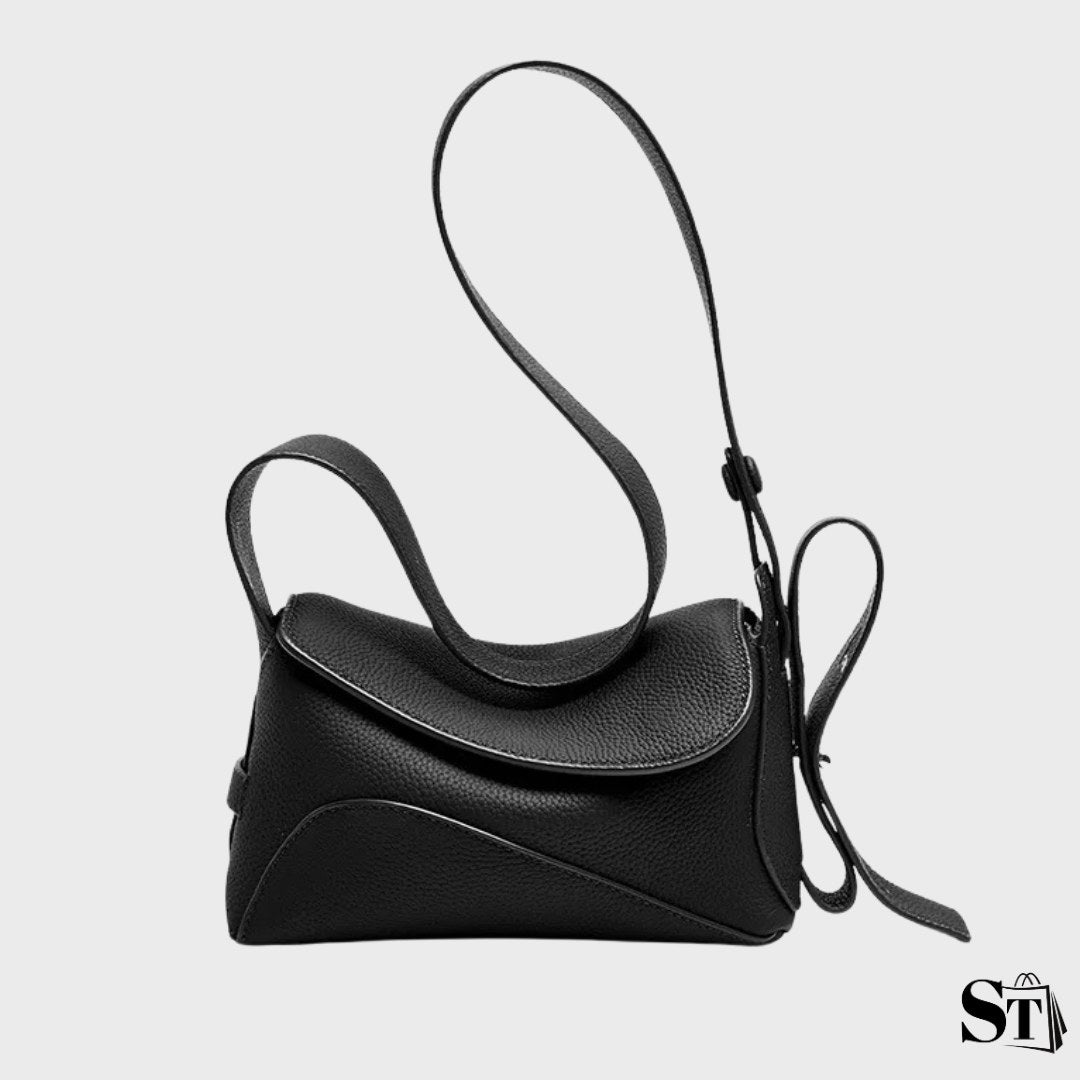 sac hobo moderne en cuir, format compact 20x15x8 cm, silhouette pillow avec coutures géométriques, fermeture zip + fermoir – Le Avaris