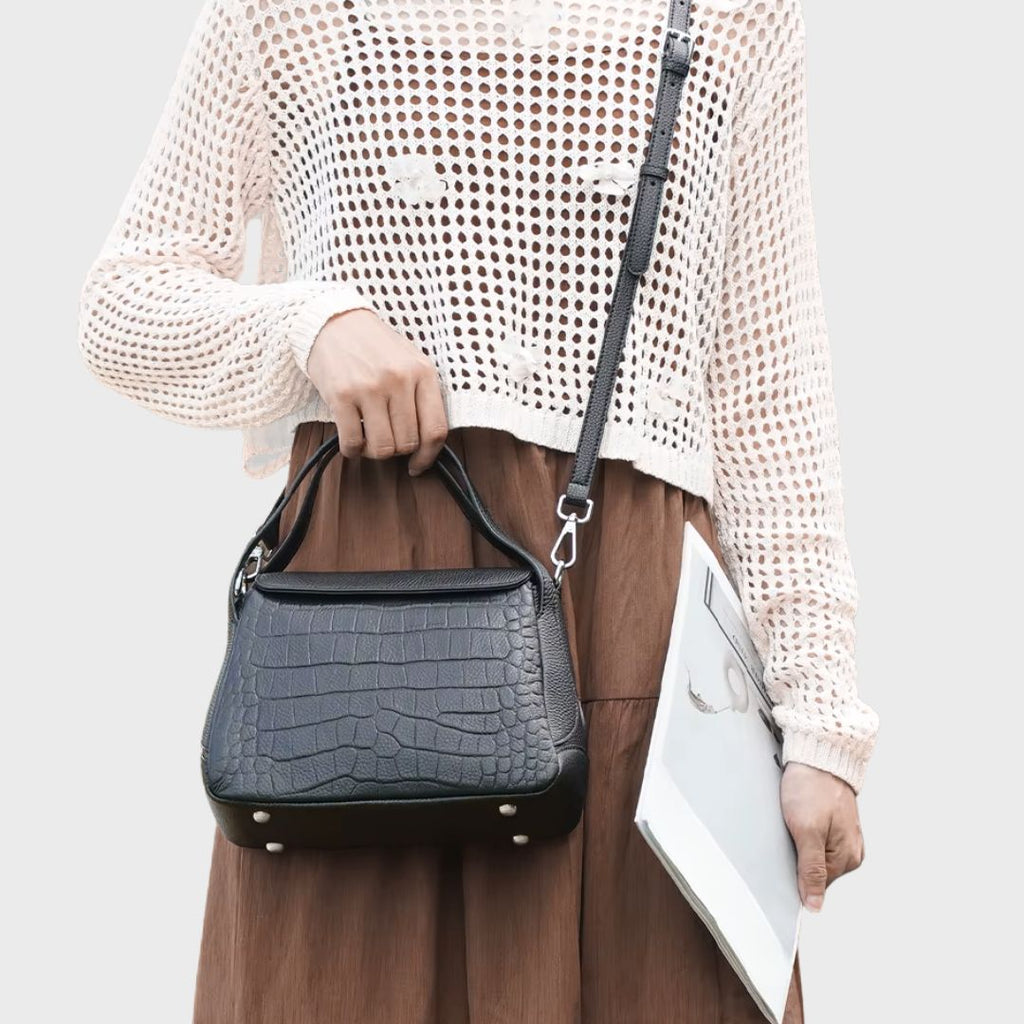 Sac à main en cuir crocodile - Le Céladon