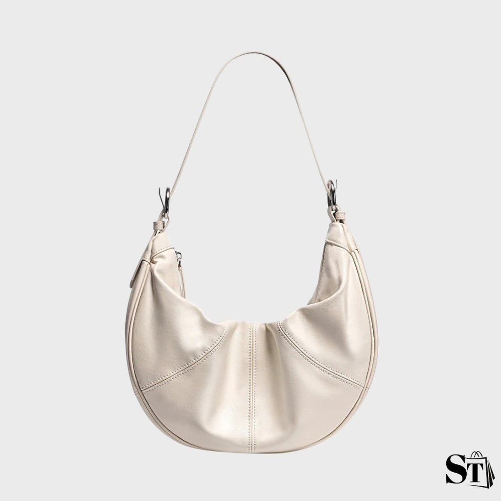 sac hobo en cuir femme demi-lune couleur unie, fermeture zippée, porté épaule – modèle Le Cyrelle