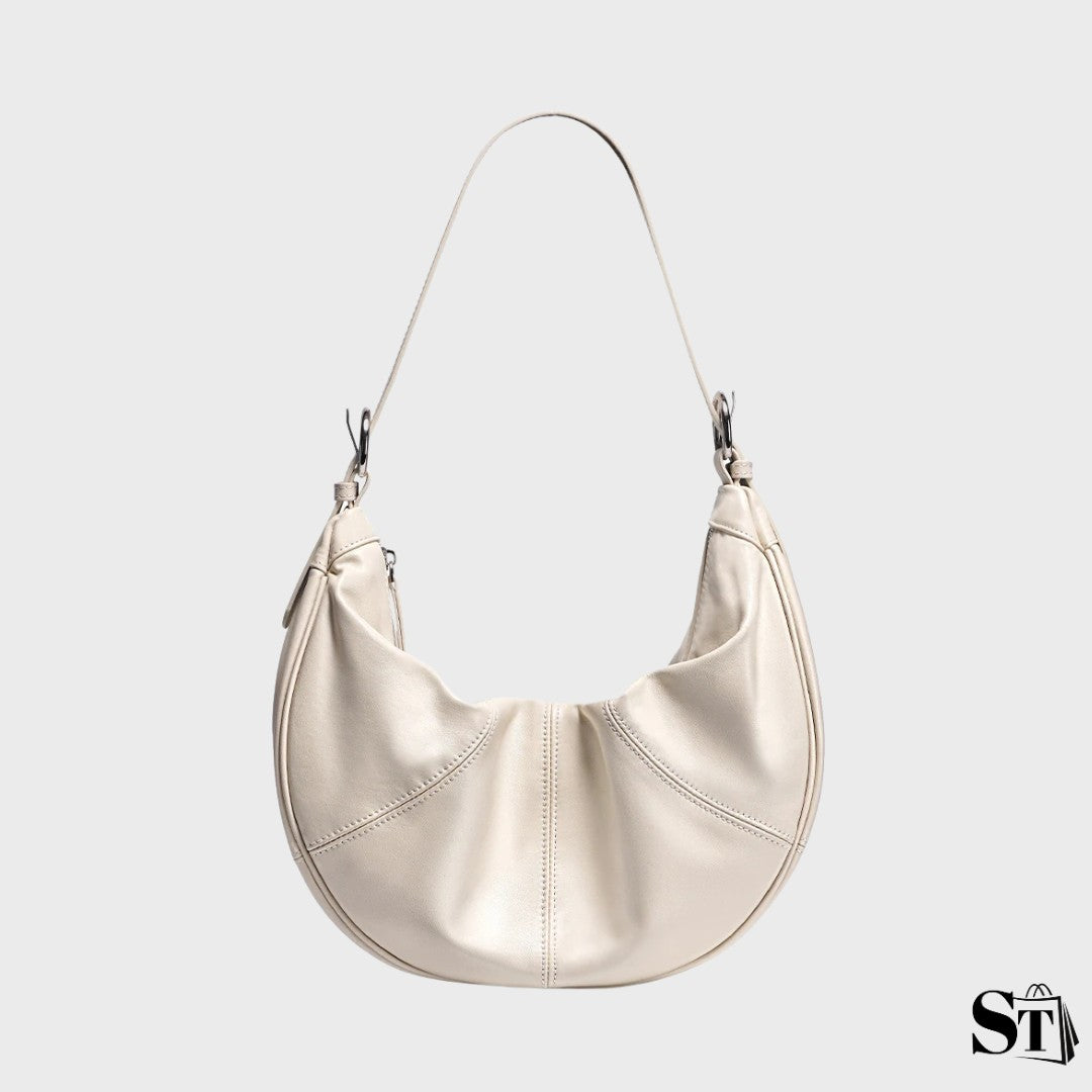 sac hobo en cuir femme demi-lune couleur unie, fermeture zippée, porté épaule – modèle Le Cyrelle