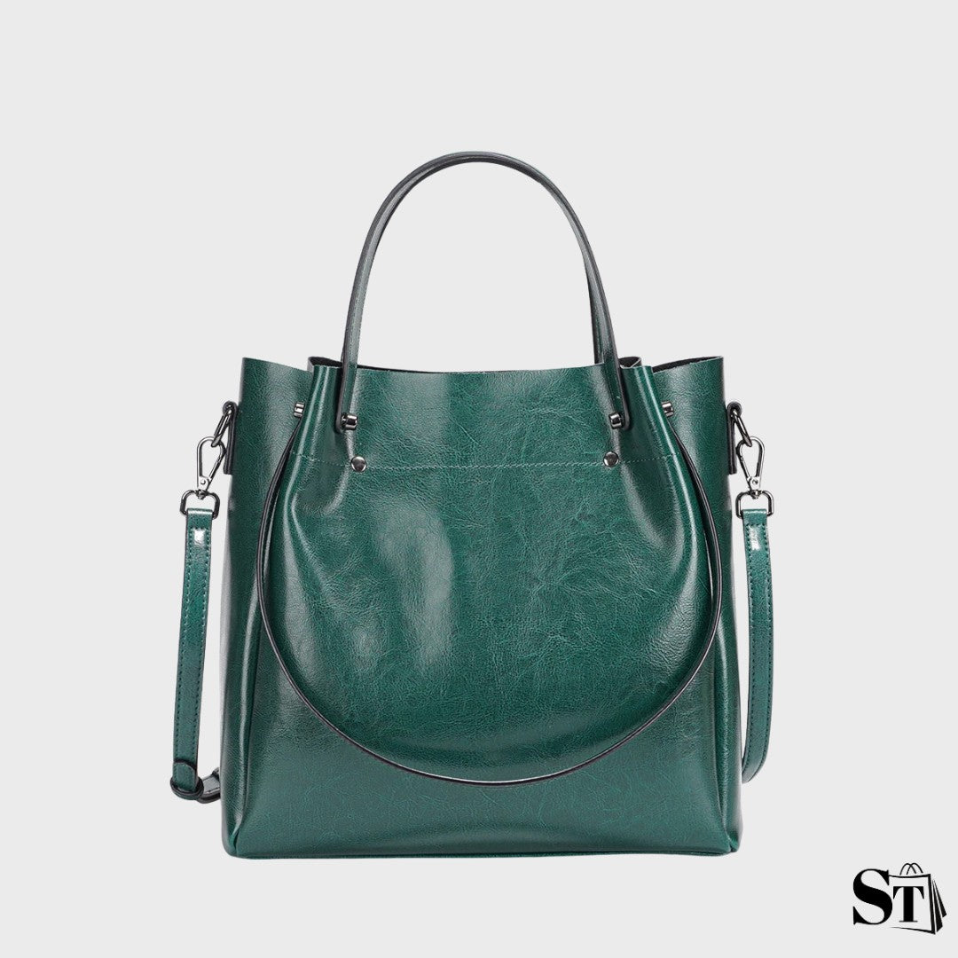 sac seau en cuir véritable pour femme, modèle Le Diderot, grand format avec trois anses et bandoulière