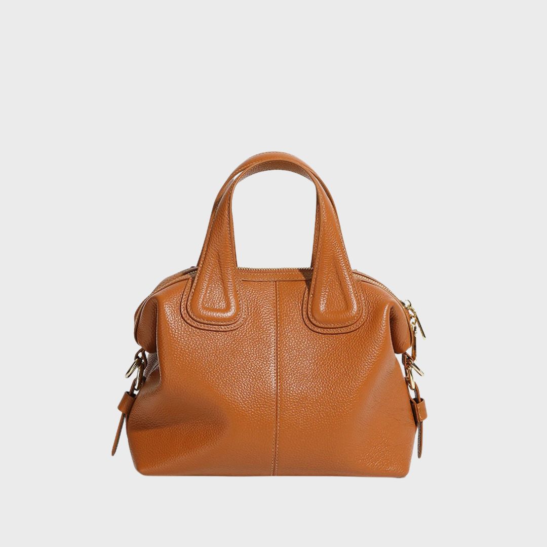 Zency Classic Genuine Leather Top-Handle Bag for Women, Vintage Boston Bag, Shoulder Handbag, Crossbody, Large Capacity Handbag, New