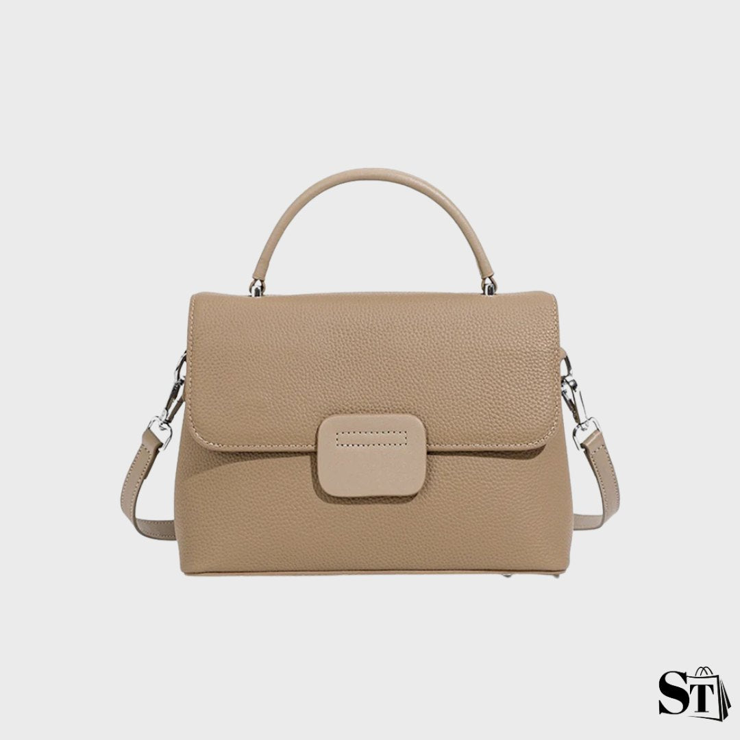sac à main structuré en cuir pour femme, silhouette enveloppe, fermeture zip + fermoir, poignées et bandoulière – modèle Le Tamara