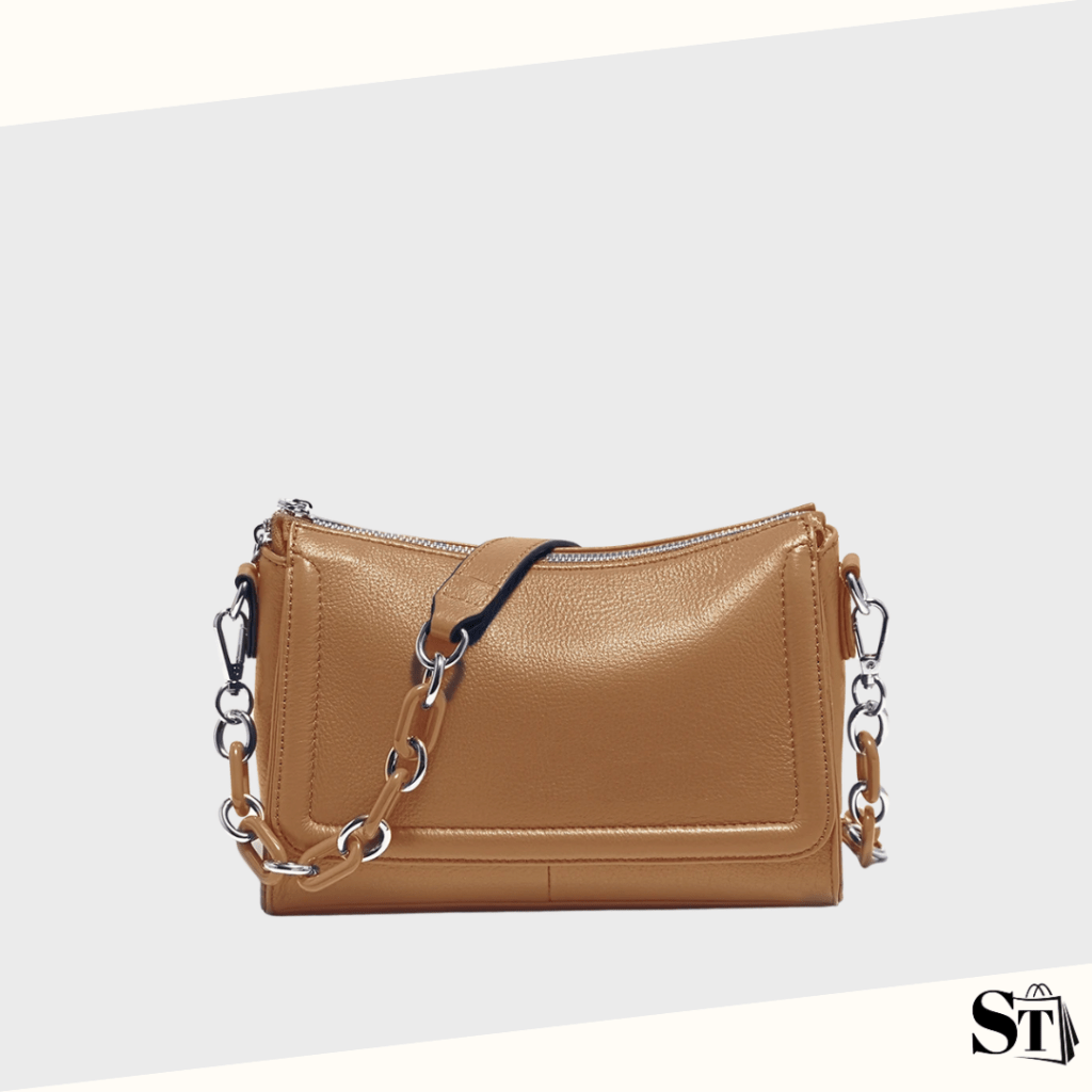 Women's trendy elongated leather shoulder bag - L'Héritier