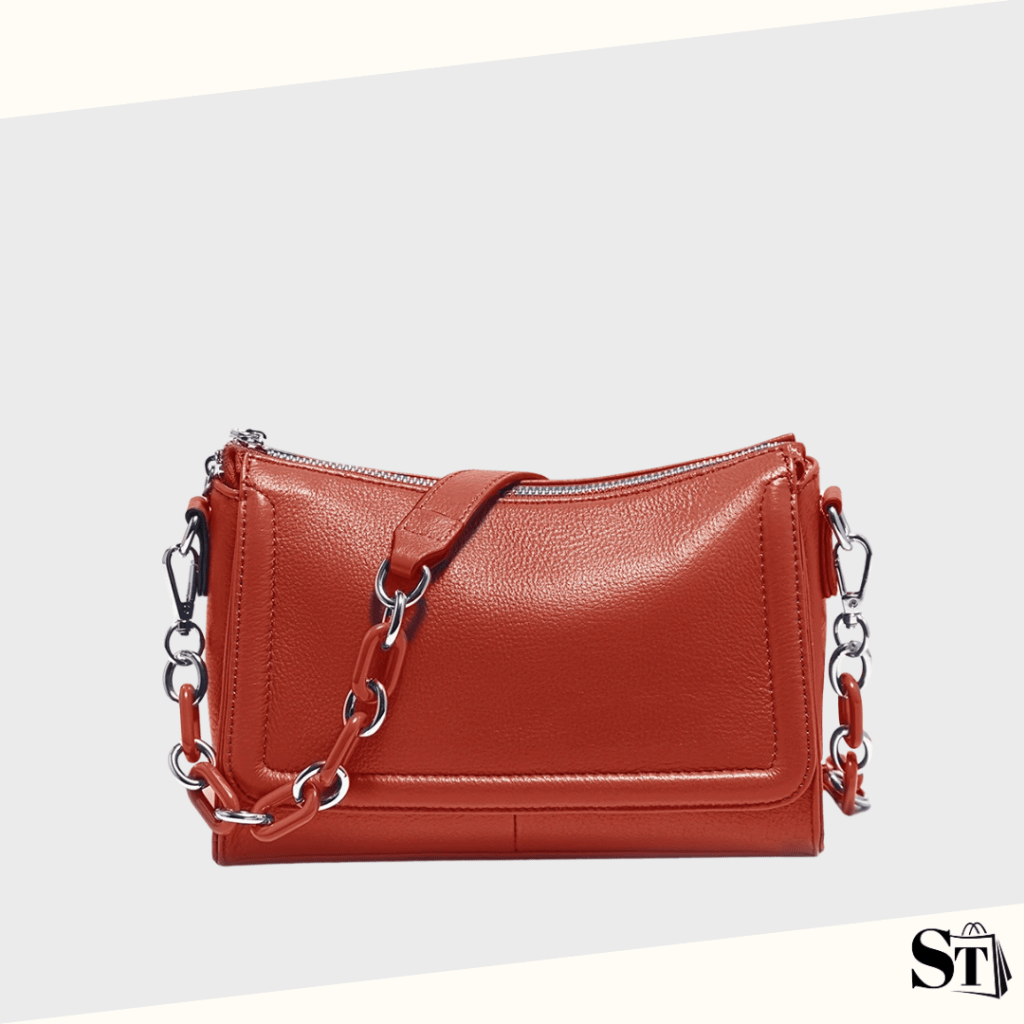 Women's trendy elongated leather shoulder bag - L'Héritier