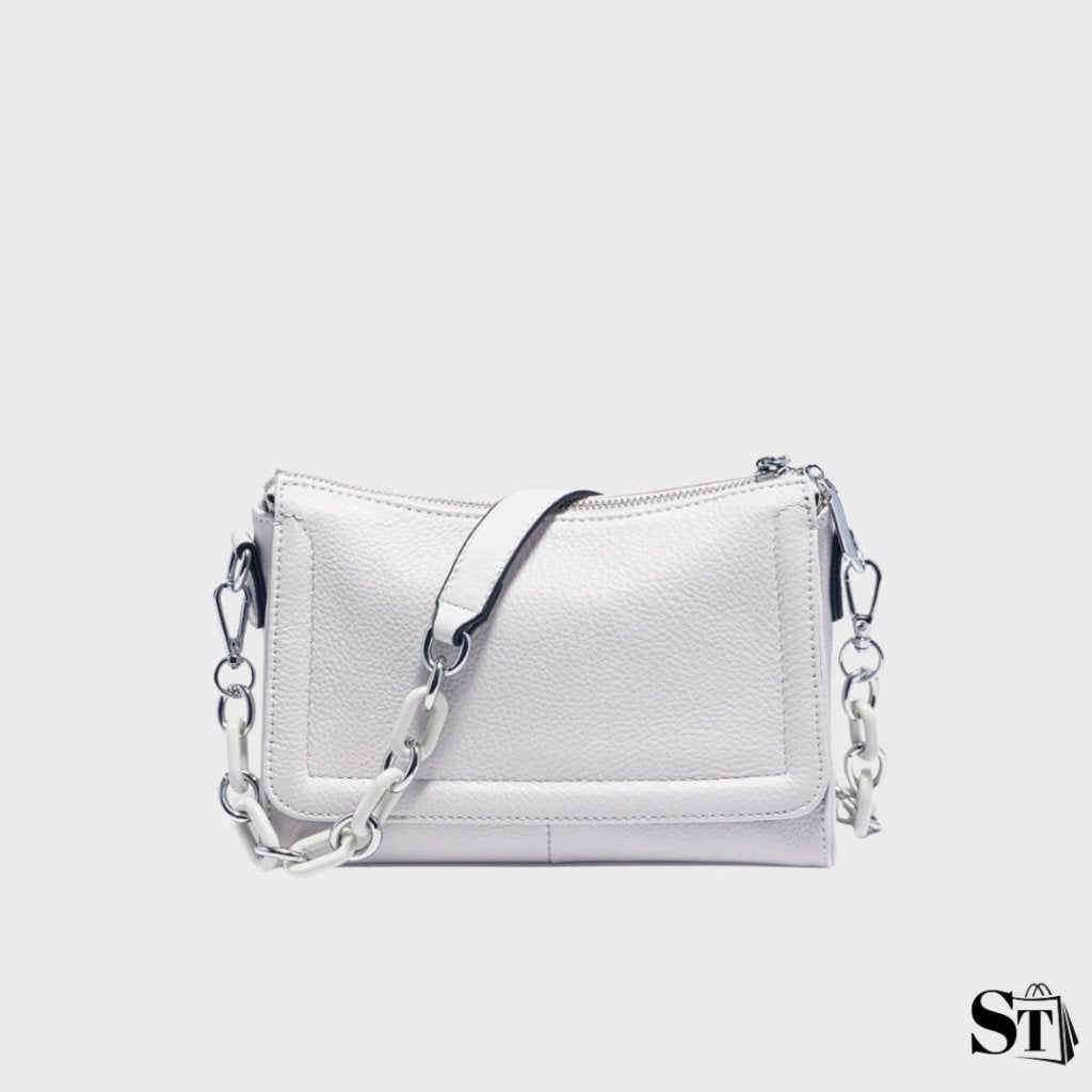 sac à bandoulière zency en cuir grainé blanc