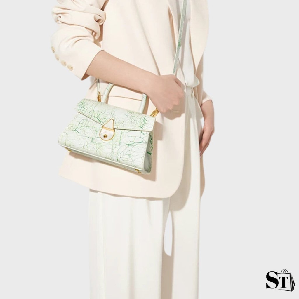 Structured cracked handbag - Trapeze