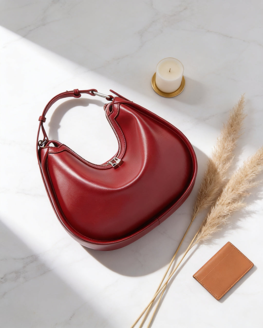 Elegant soft leather hobo bag - Eclipse