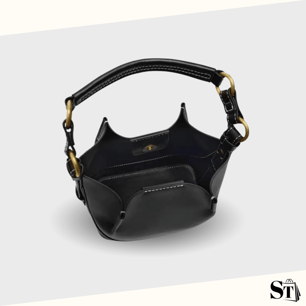 mini sac seau pour femme noir vu de haut