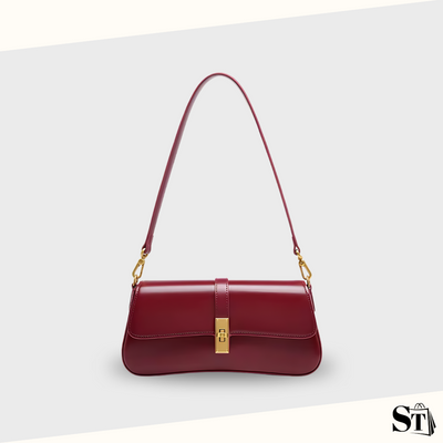 Sac baguette à bandoulière femme bordeaux