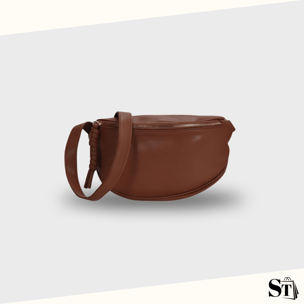 sac banane femme chic en similicuir marron brique