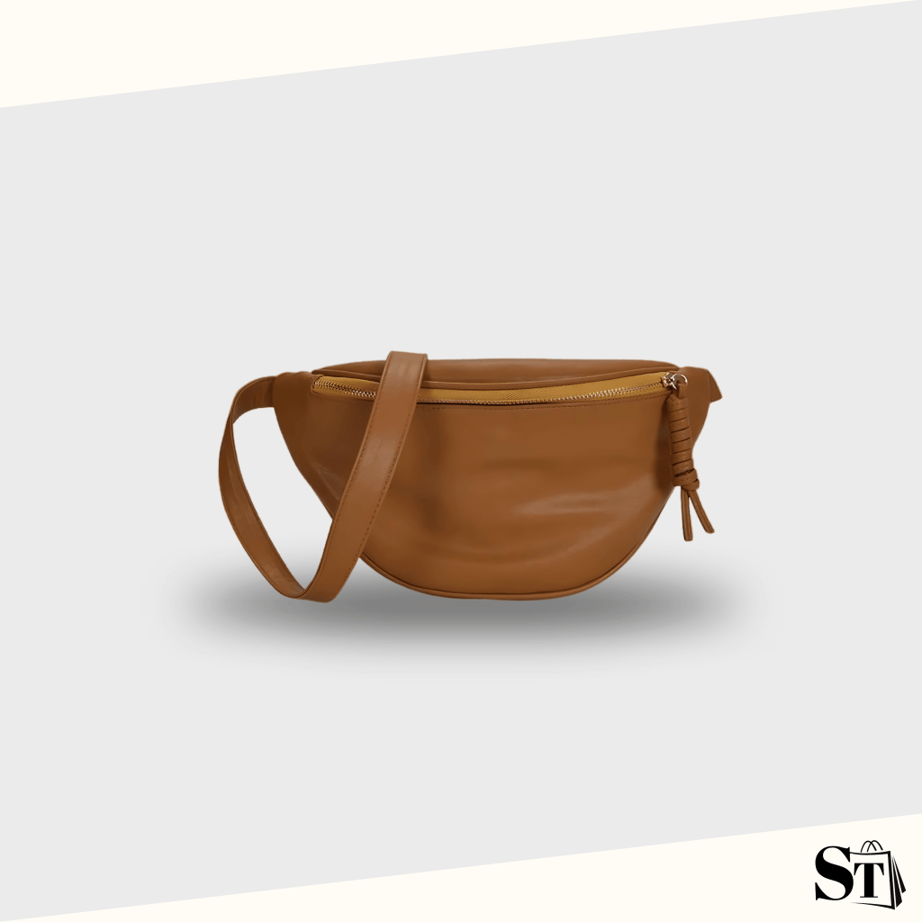 sac banane femme chic en similicuir marron