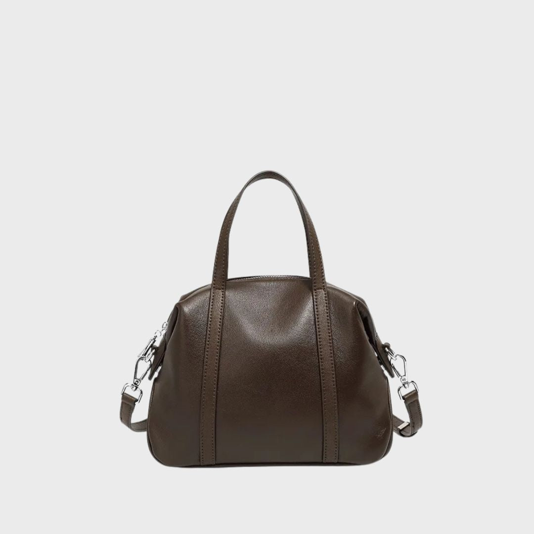 Sac à main vintage en cuir marron café silhouette Boston emblématique