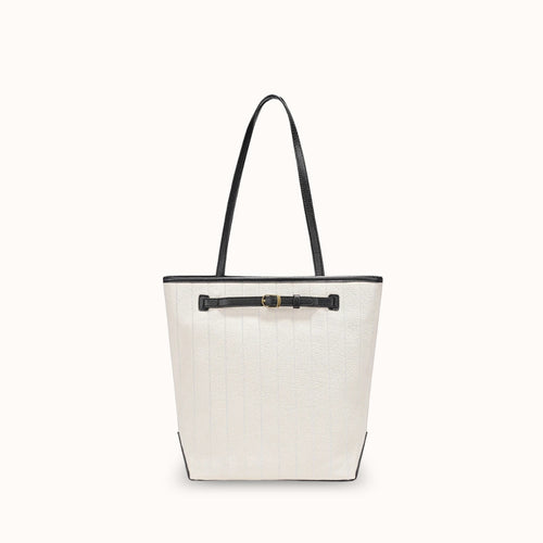 Le Ligio blanc et noir — Sac cabas cuir grainé bicolore femme | StylishStrap