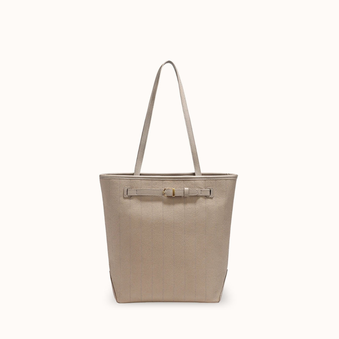 Le Ligio kaki — Sac cabas cuir grainé structuré femme | StylishStrap