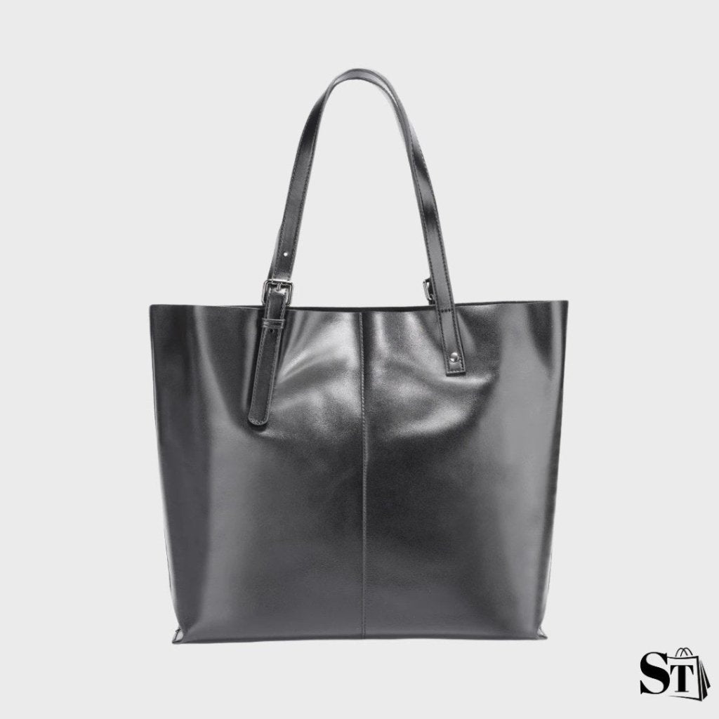 Sac cabas Auteuil en cuir noir pour femme – design structuré élégant et intemporel