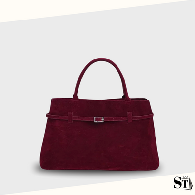 Sac cabas femme en daim rouge