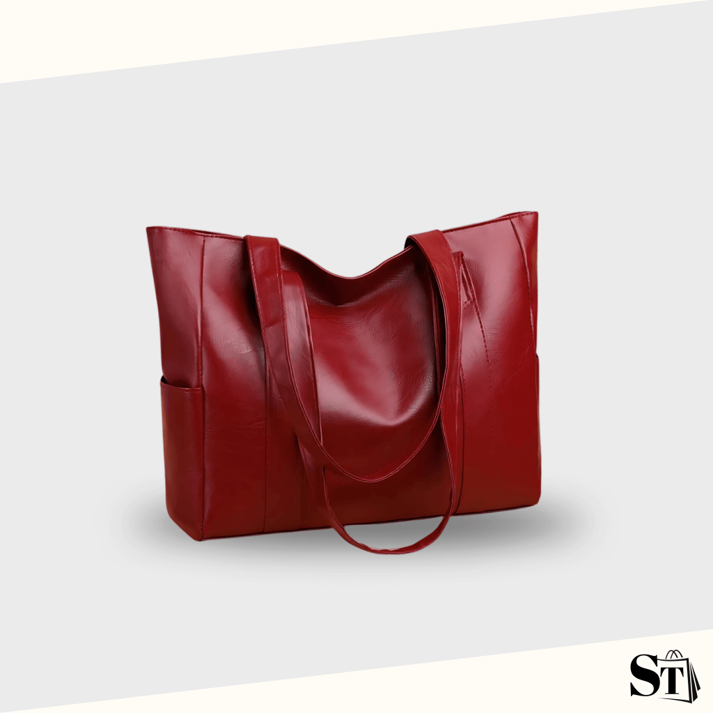 Sac cabas cuir rouge bordeaux femme