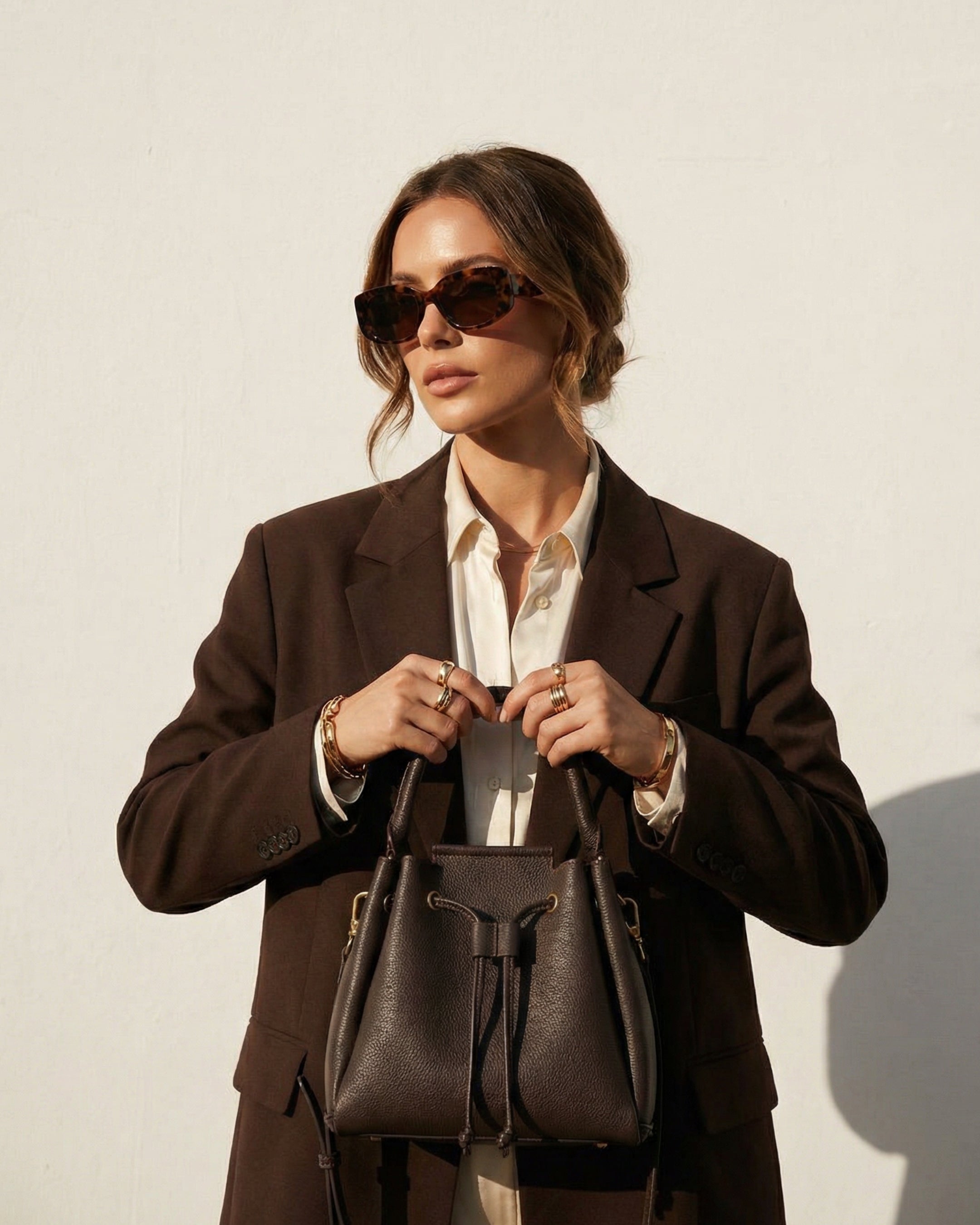Le Saturne - Petit sac seau cuir grainé