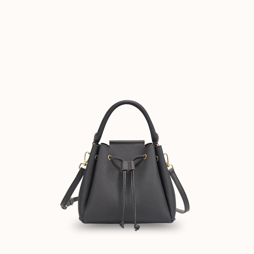 Le Saturne — Petit sac seau en cuir grainé véritable | StylishStrap